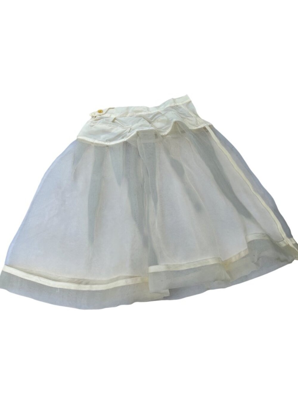 Oops! My Dear Vintage Ivory Crinoline Tulle Skirt With Satin Trim Size 14
